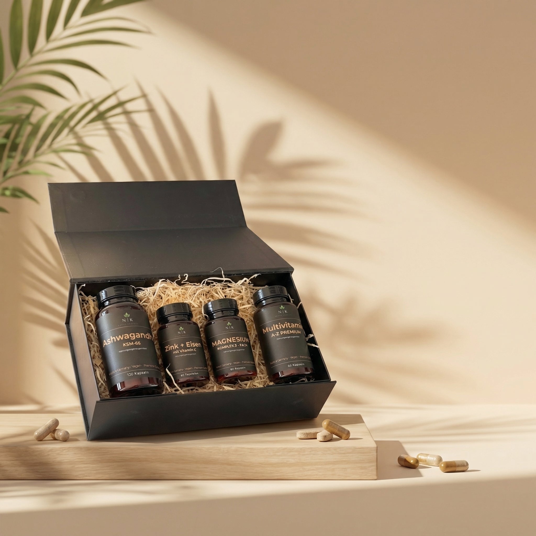 Anti-Stress Box Supplement Bundle von NK Natur Konzept - Kombination aus Magnesium, Ashwagandha und Vitaminen