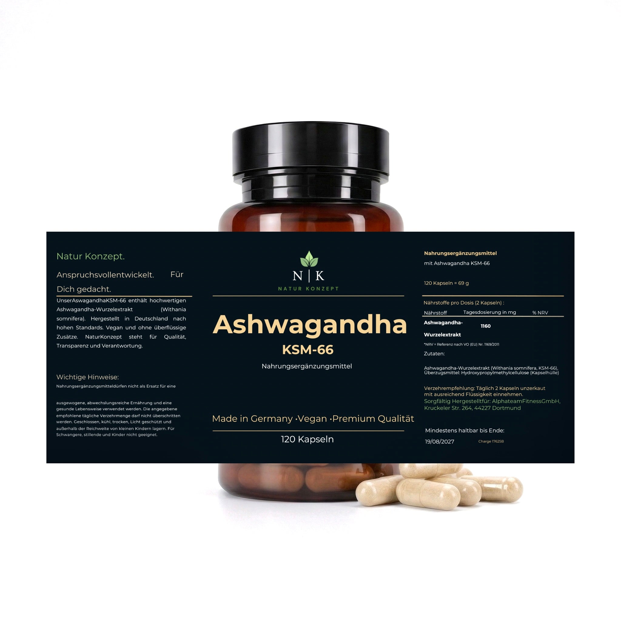 Ashwagandha KSM 66 von NK Natur Konzept Etikett