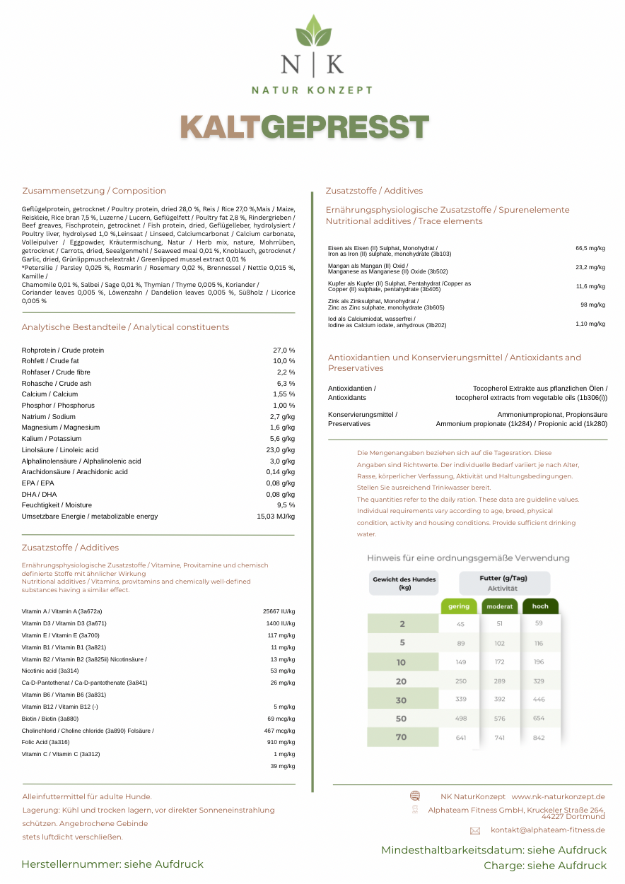 Kaltgepresstes Hundefutter