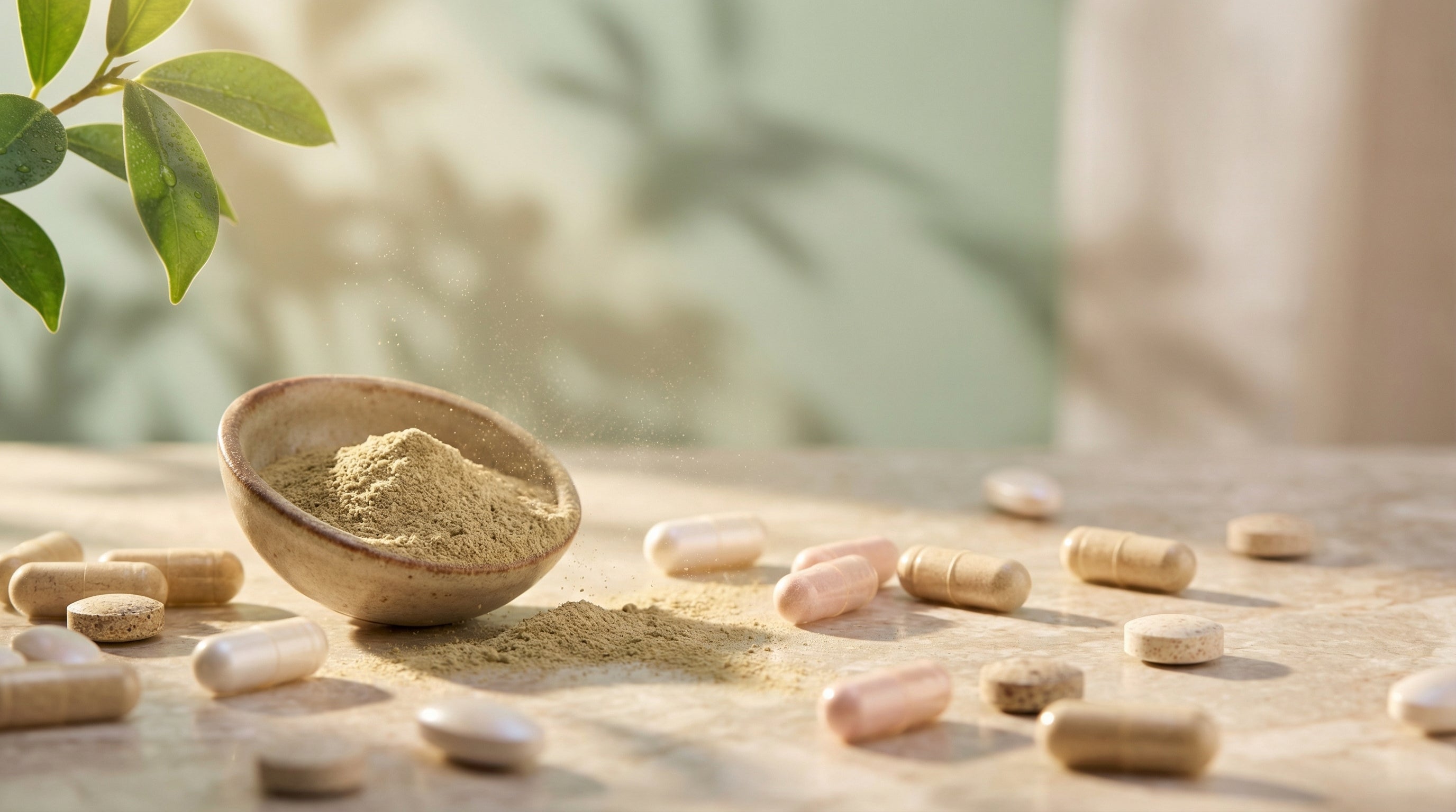 Supplement Kapseln mit Pulver - Natur Konzept