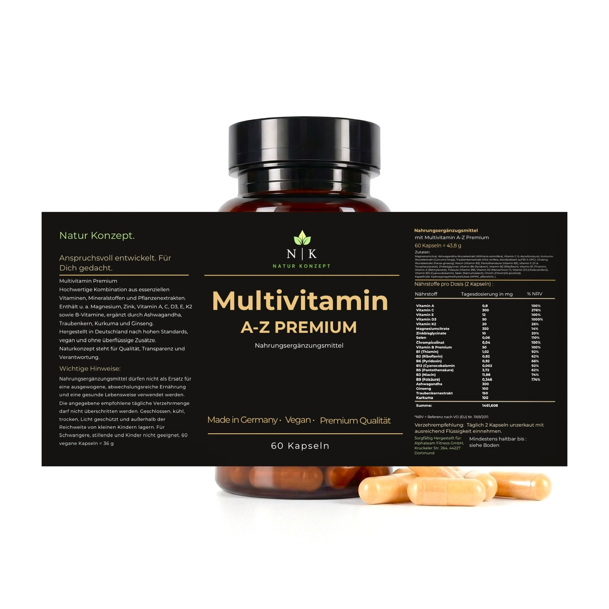 Multivitamin A-Z Premium von NK Natur Konzept Etikett