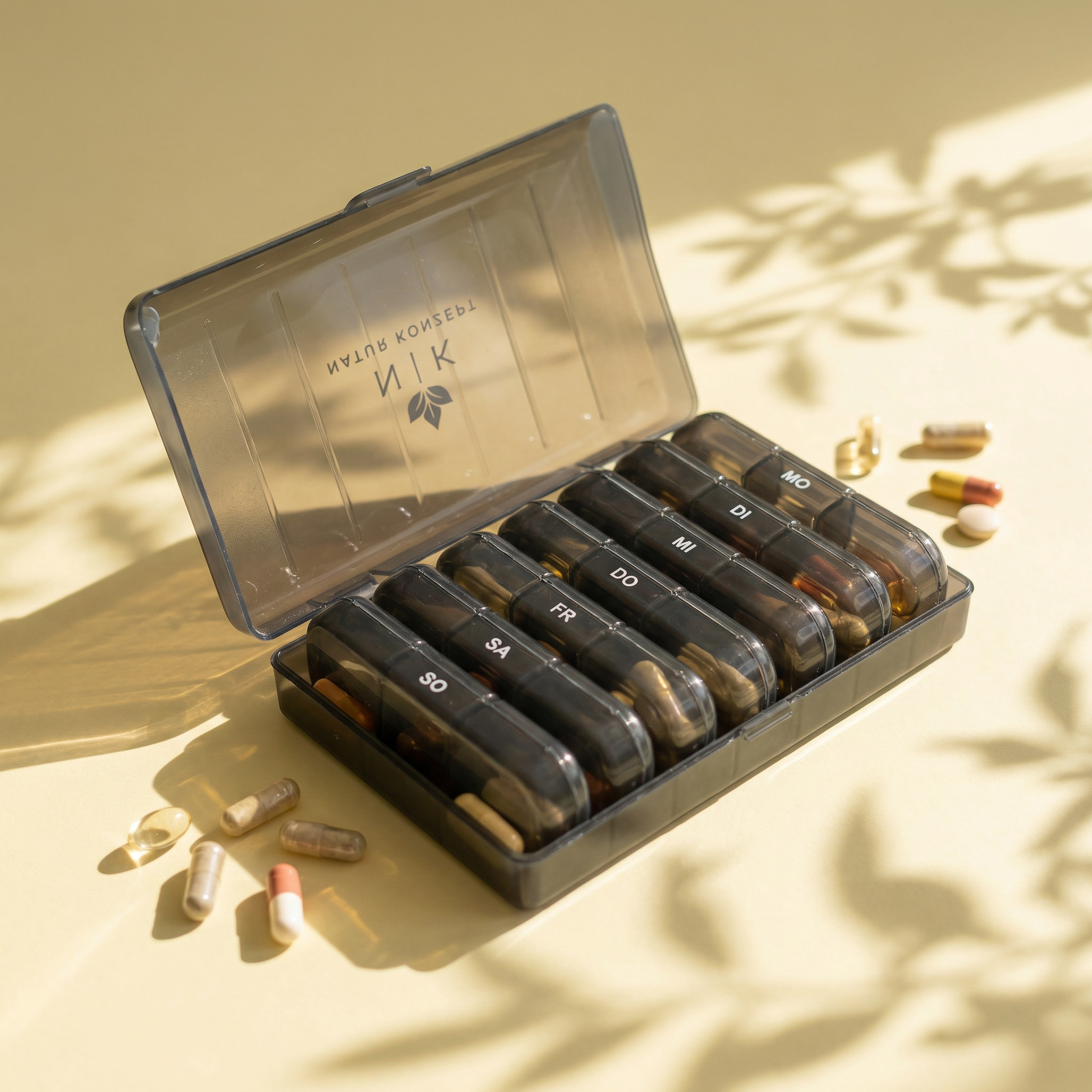 Pillenbox für tägliche Supplements von Natur Konzept - Wochenbox für Kapseln