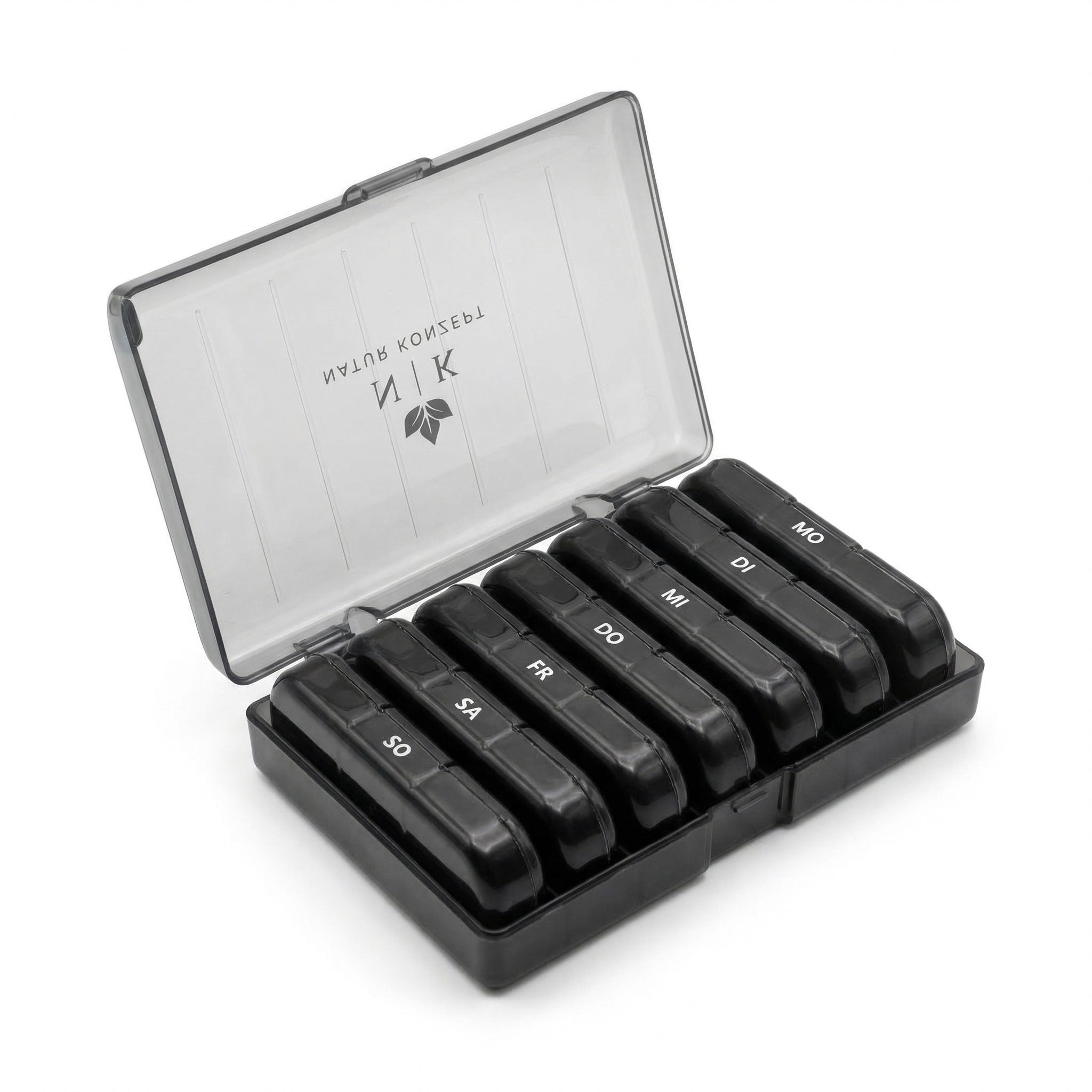 Schwarze Pillenbox von Natur Konzept - praktische Wochenbox