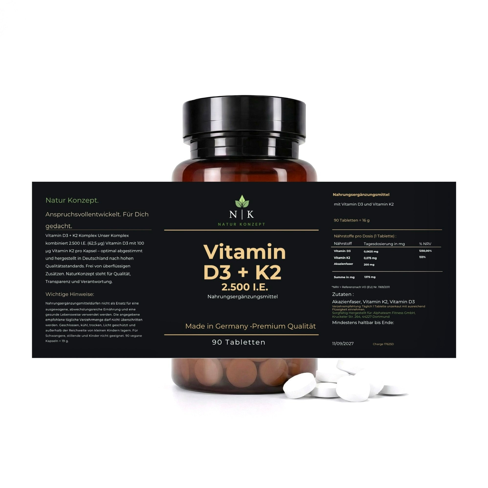 Vitamin D3+K2 von NK Natur Konzept Etikett