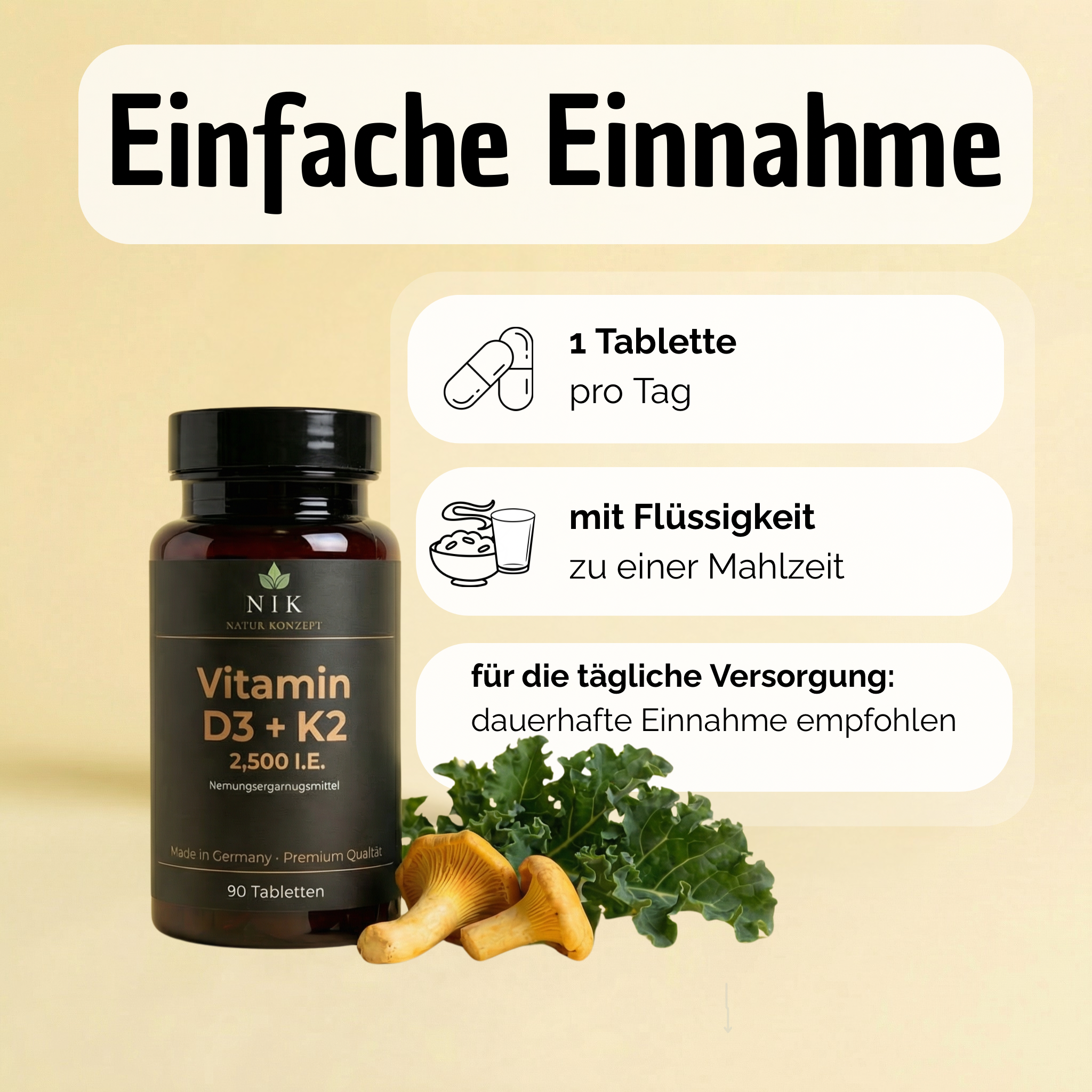 Vitamin D3+K2 von NK Natur Konzept Einfache Einnahme