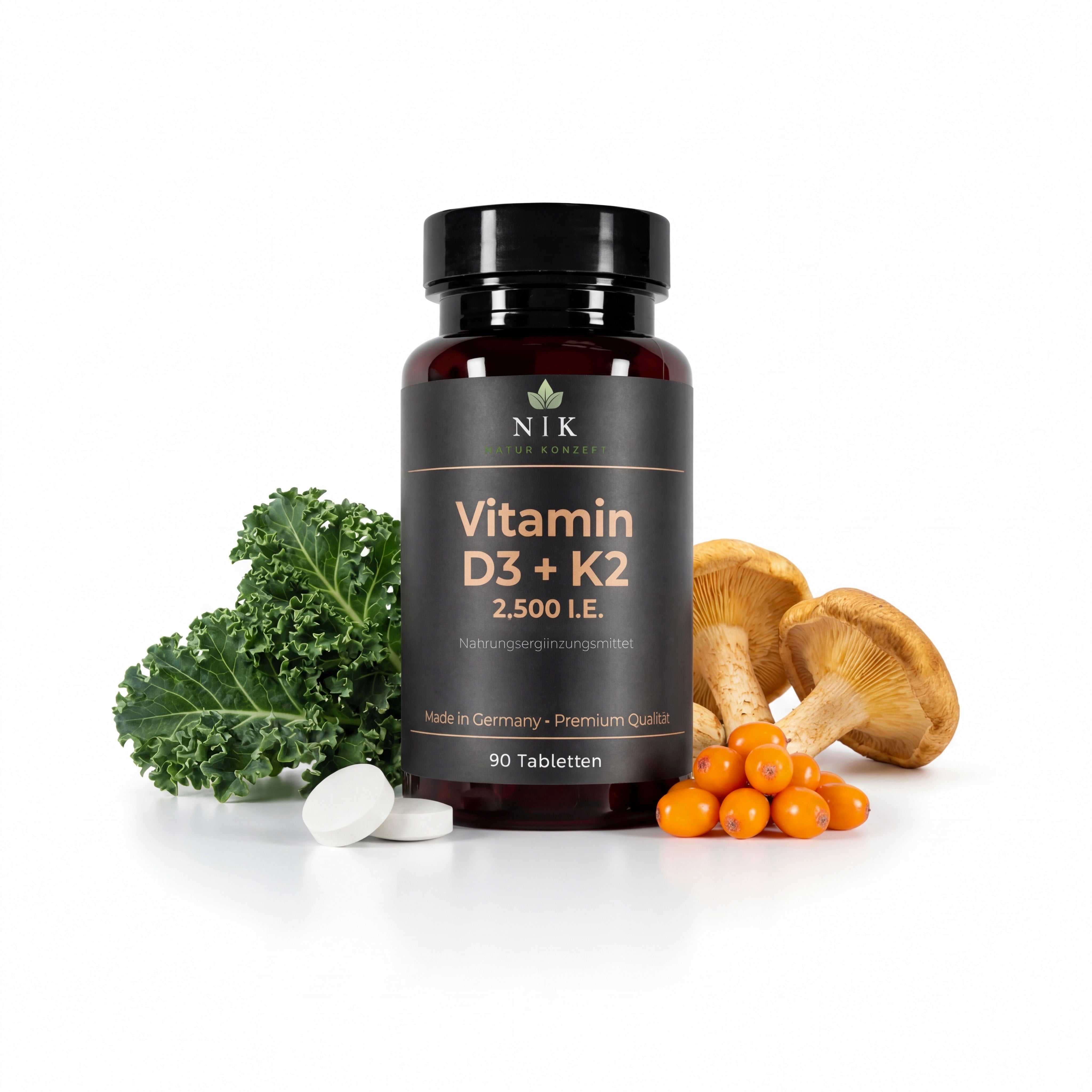 Vitamin D3+K2 von Natur Konzept - hochdosierte Tabletten