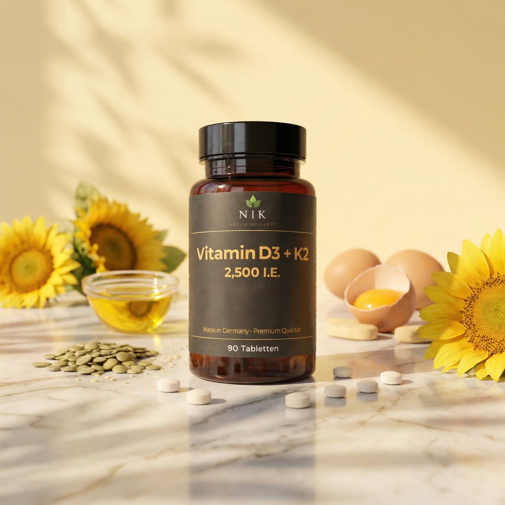 Vitamin D3+K2 von Natur Konzept Tabletten 