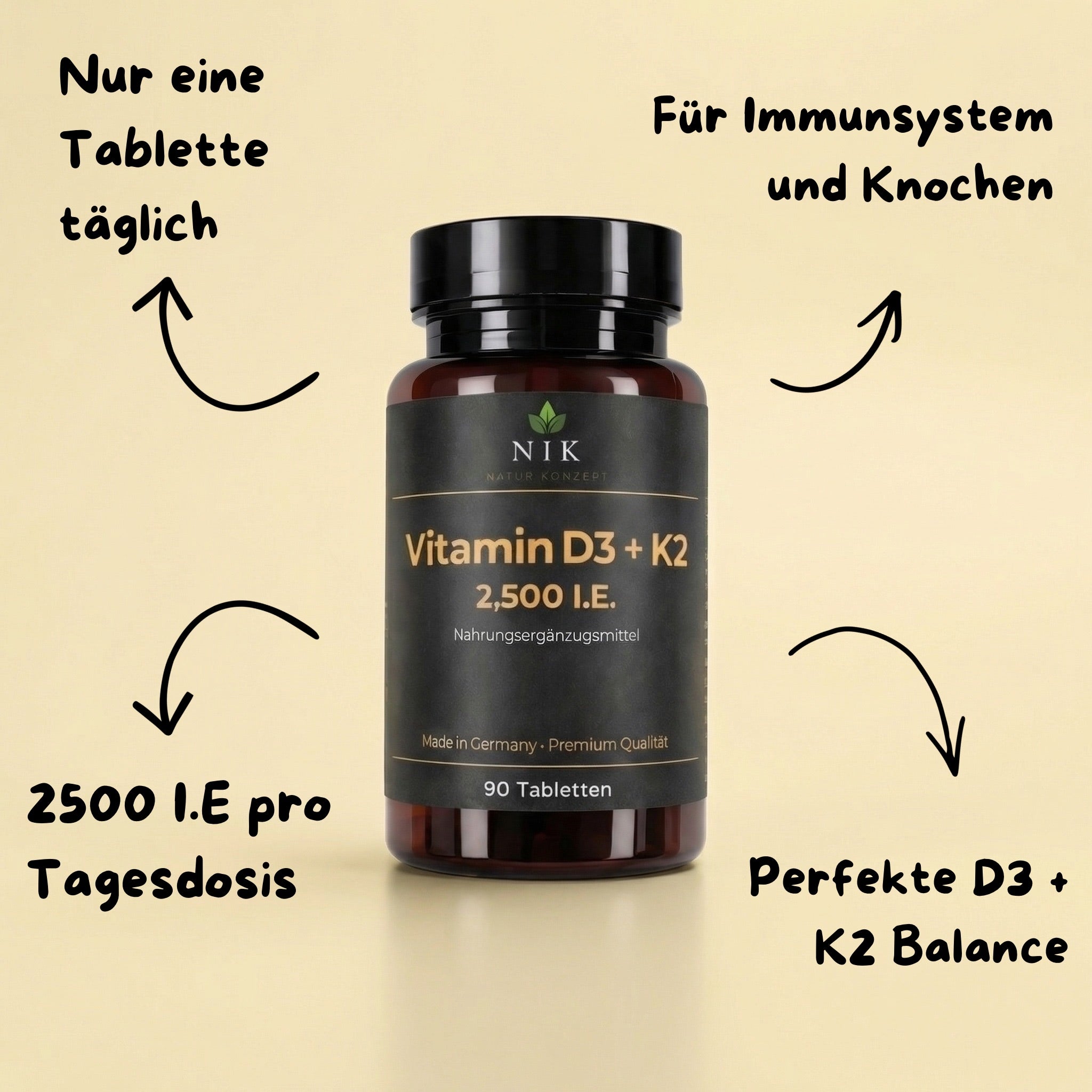 Vitamin D3+K2 von NK Natur Konzept Vorteile