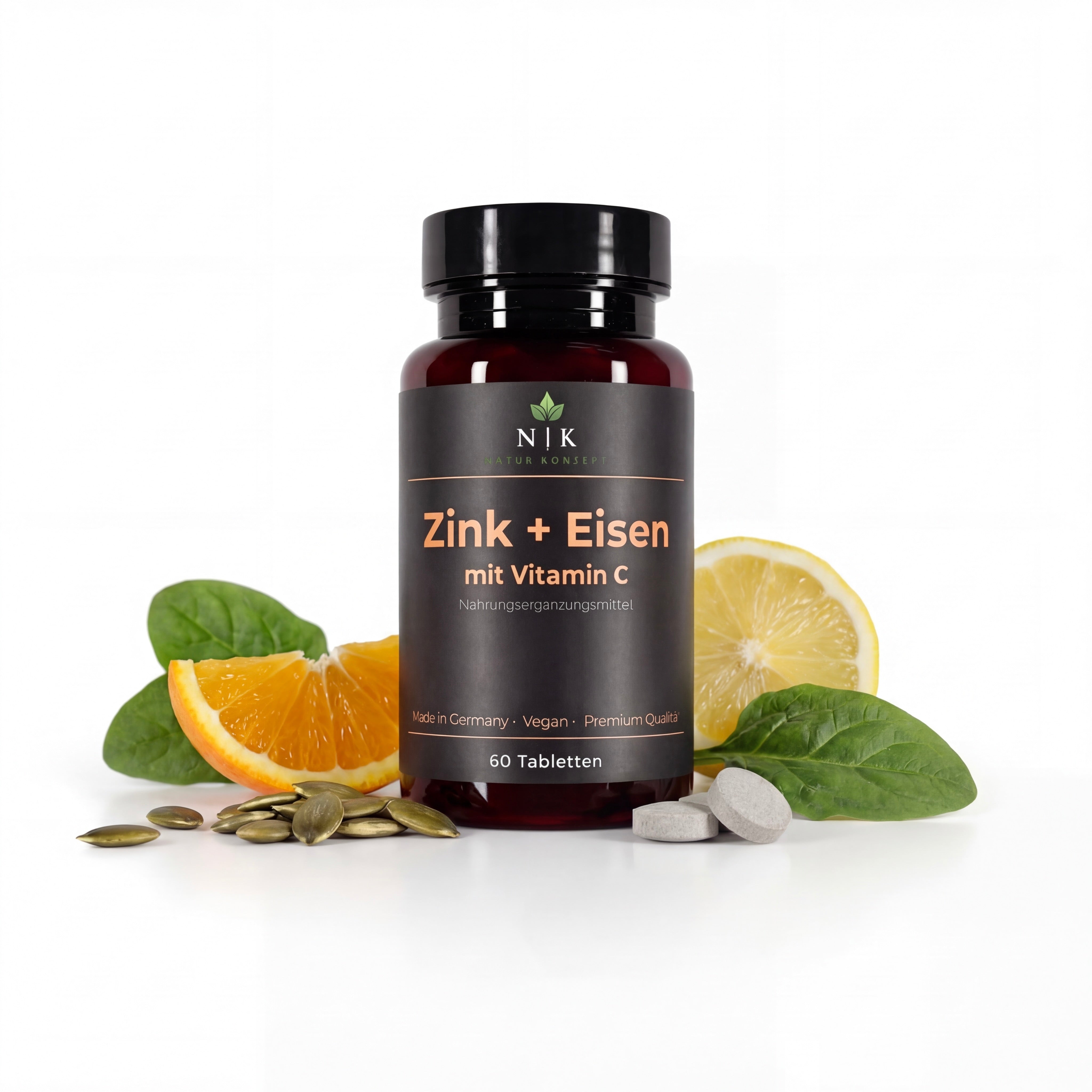 Zink + Eisen mit Vitamin C Supplement von NK Natur Konzept