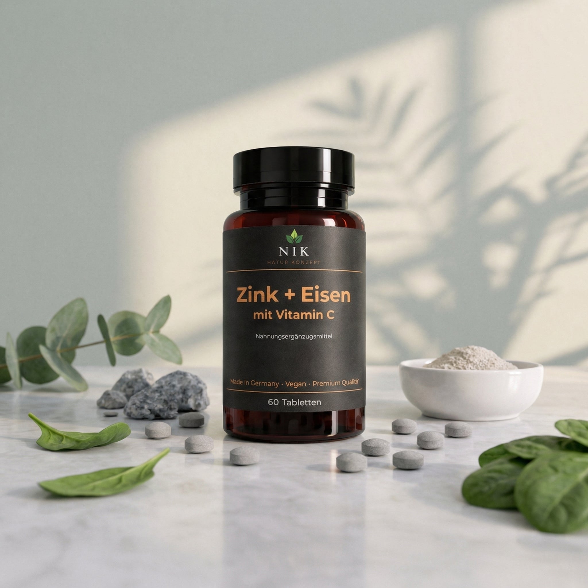 Zink + Eisen mit Vitamin C Supplement von NK Natur Konzept Tabletten